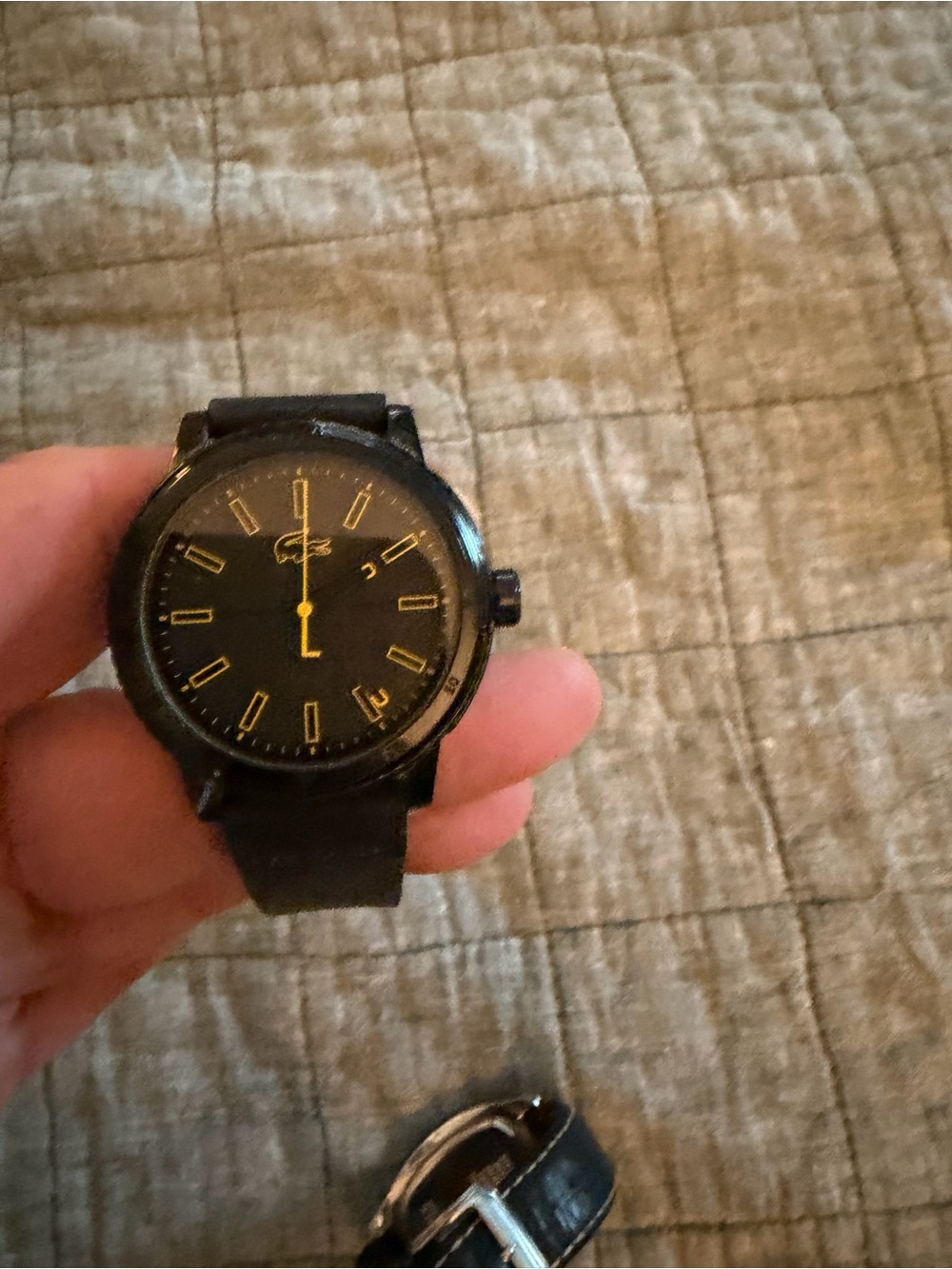 Lacoste Black Watch with Yellow Markers